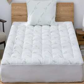 厂家直供床笠式床垫竹纤维清凉透气夹棉床垫保护套罩matress pad