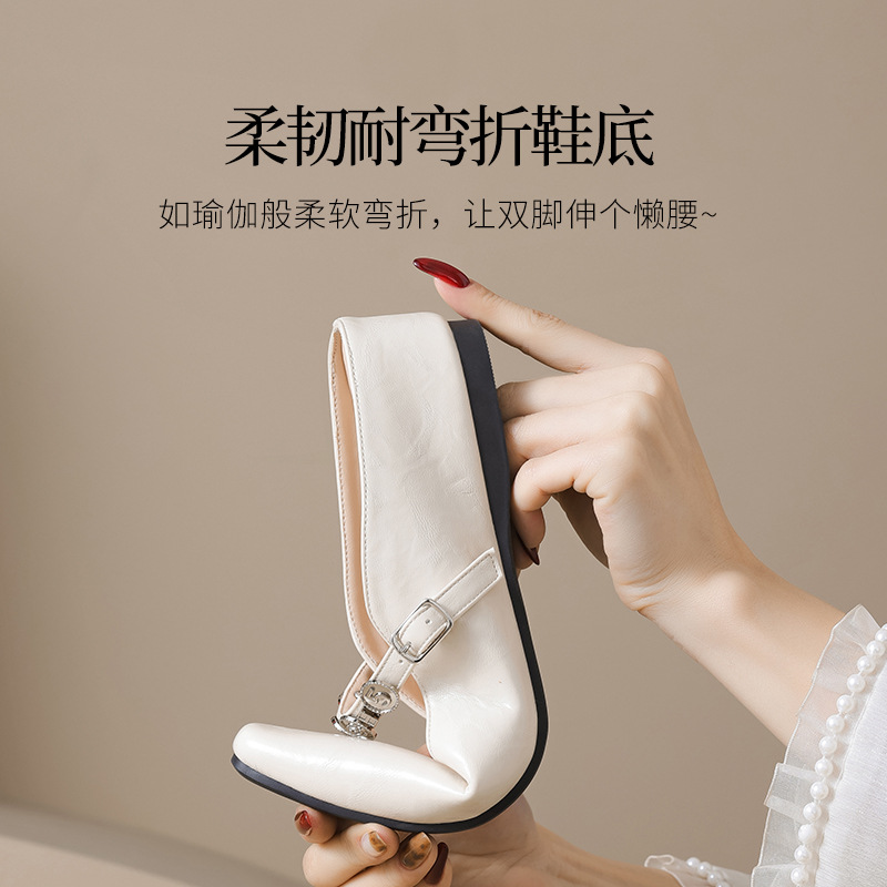 Augustion Baotou pantuflas mujeres verano 2025 nueva moda francesa para llevar sandalias Mary Jane