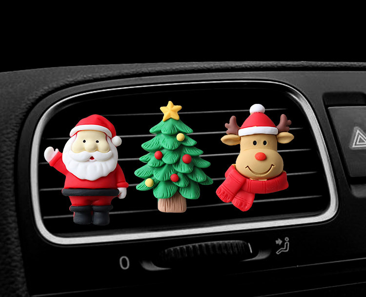 1 Piece Quantity Car-Mounted Air Conditioning Aromatherapy Decorations Gift Santa Claus Elk Bell Car Ventilator Perfume Clip Ornaments