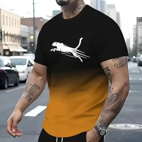 2025 Cross-border Bestselling Athletic Shirt Street Fashion Short-Sleeve T-Shirt Loose Men's 3D Digital Printing Foreign Trade
