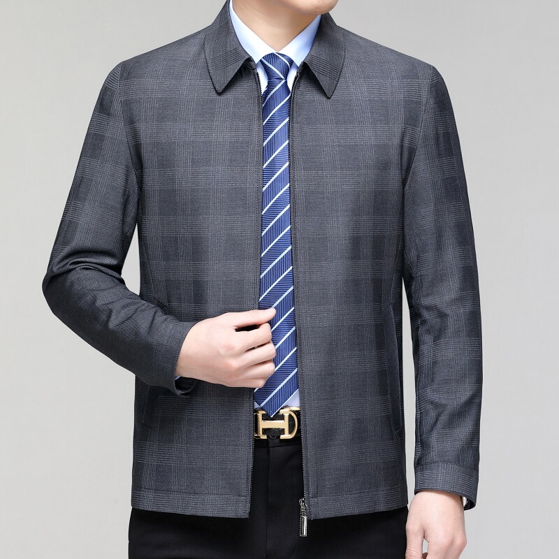 High-end wool jacket men's non-ironing anti-wrinkle dad coat business casual loose middle-aged and elderly cadres men's coat