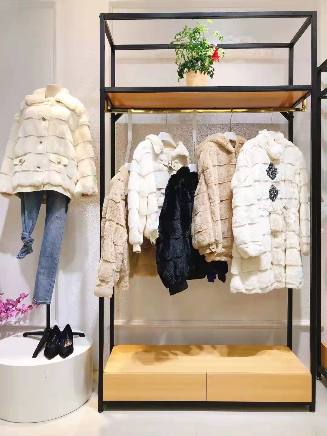 Датская норка 2023 зимняя меховая мода корейская версия талии темперамент плюшевая куртка с бриллиантами для женской одежды оптом