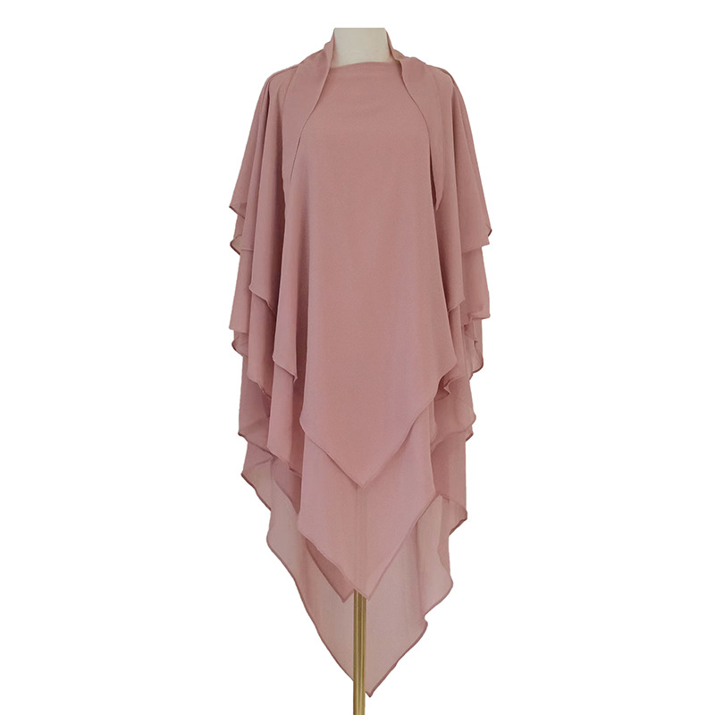 Elegant Solid Color Scarf - Double Layer Front & Triple Layer Back Design, Soft Chiffon Fabric, Versatile Head Wrap For Women_voghion.com