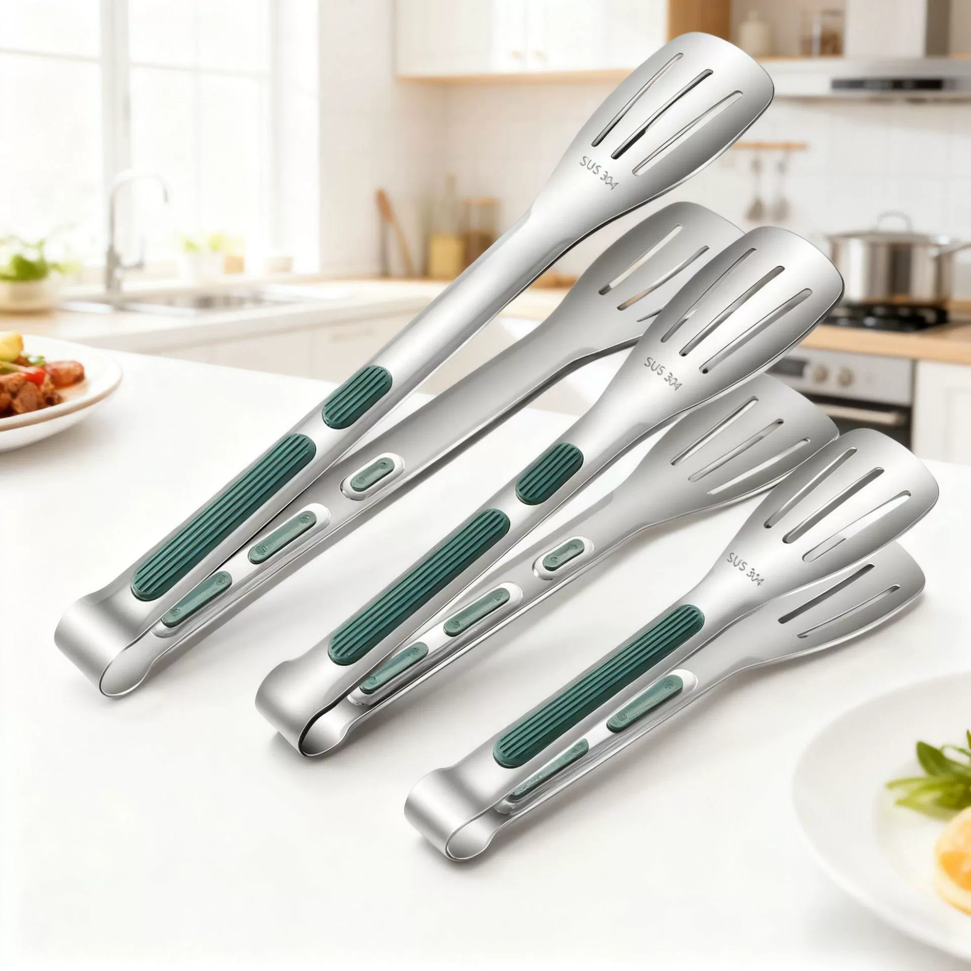 [#Стainless steel food clips wholesale Korean barbecue clips commercial barbecue clips kitchen three-line steak food clips]