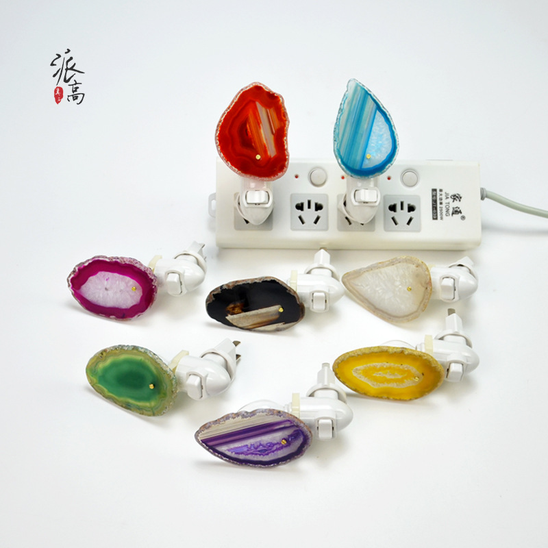 Transfronteriza nueva ágata rebanada de cristal noche Luz Hotel dormitorio noche luz regalo creativo lámpara de gas