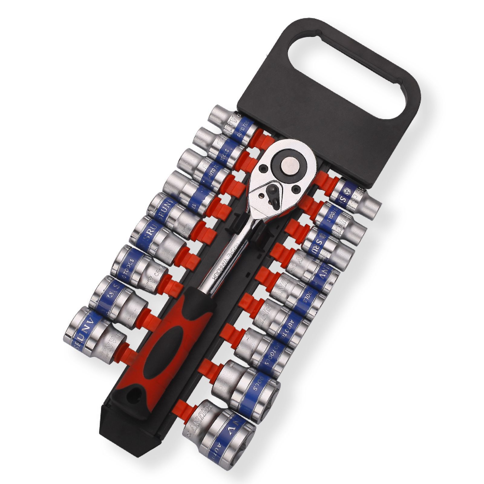 厂家直销19件套短六角棘轮扳手塑排 蓝带