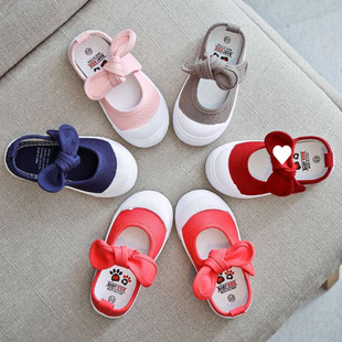 Hannibear Spring and Autum New Kidsren's Canvas Shoes Girls Princess Shoes Sneakers Butterfly Dance Shoes Baby Soft-Soled Shoes