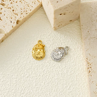 跨境热卖圣诞节吊坠立体圣诞老人挂坠18K金不锈钢DIY饰品配件工厂