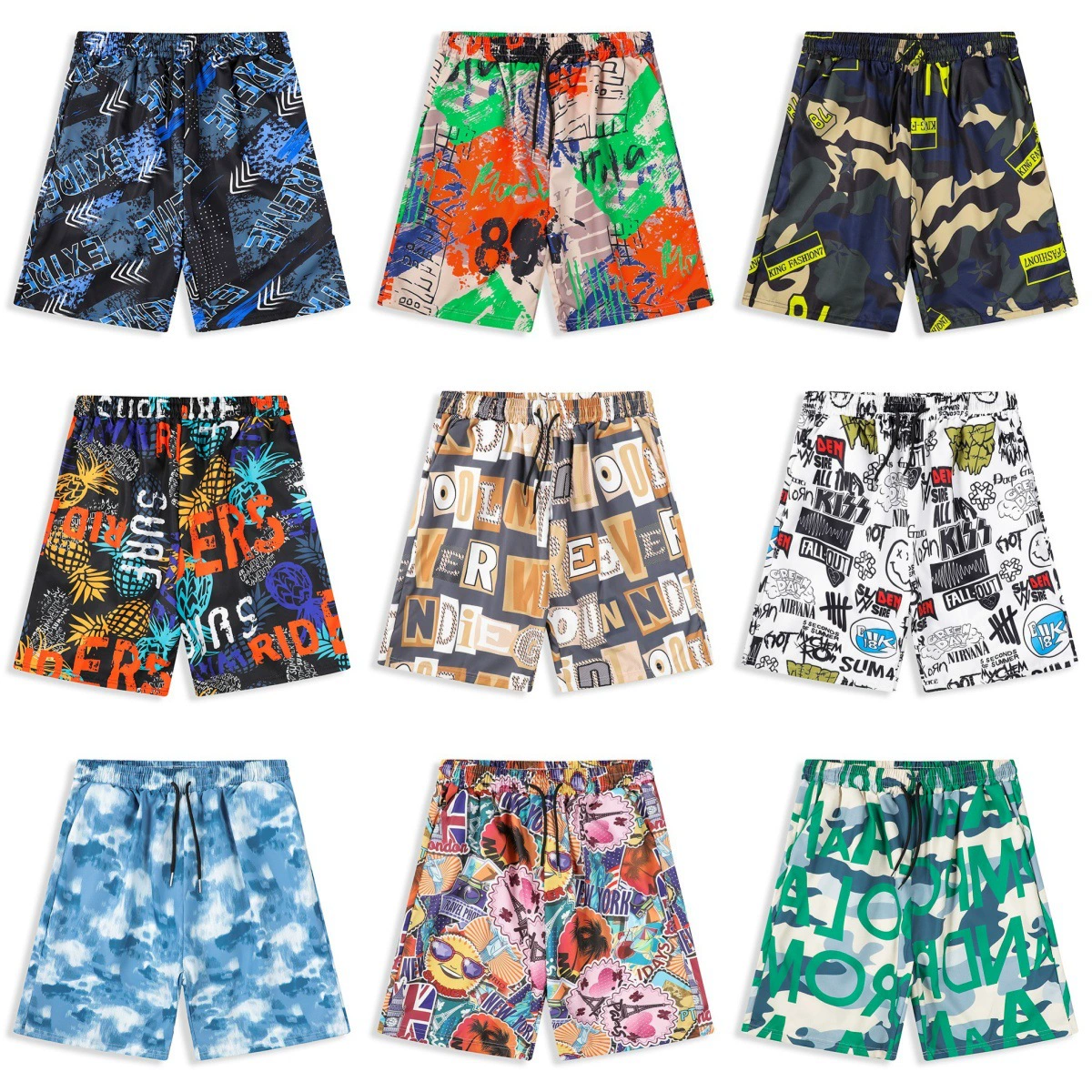 Мужские оптовые летние новые свободные пляжные штаны с принтом, мужские спортивные шорты для отдыха на природе, пляжные плавки для серфинга и плавания
