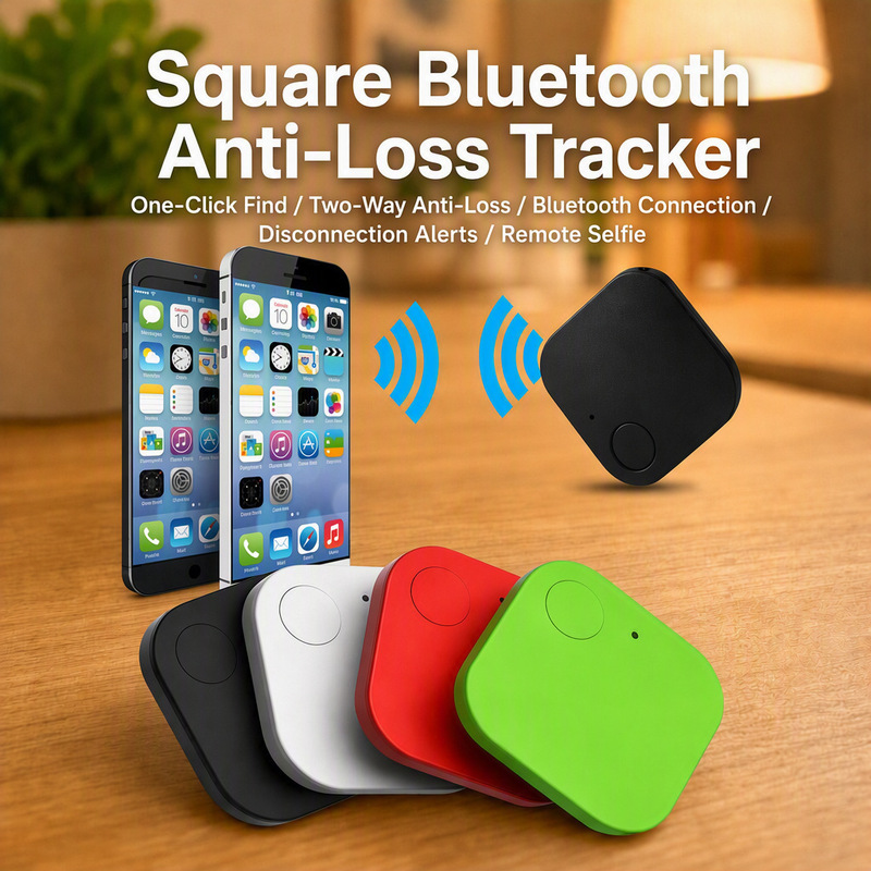 Cross-Border Square-Shaped Bluetooth Anti-Loss Device, Locator for Important Items Like Keys and Wallets, Two-Way Object Finder, Remote Selfie