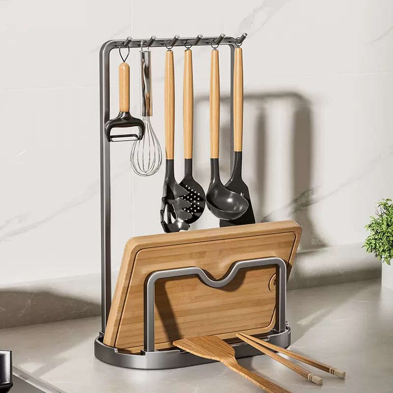 锅盖架台面置物架锅铲架壁挂锅盖勺子沥水收纳落地批发旋转沥水