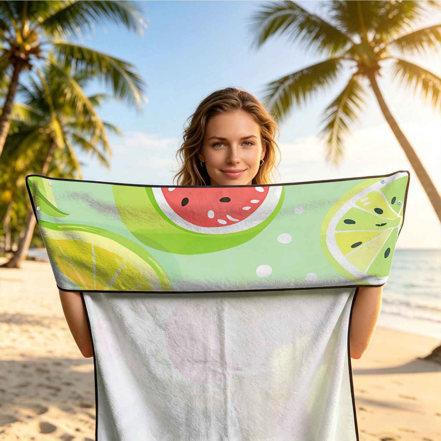 Printed bath towel and car seat cover 2-in-1, ultra-fine fiber outdoor beach and car dual-use universal seat cushion