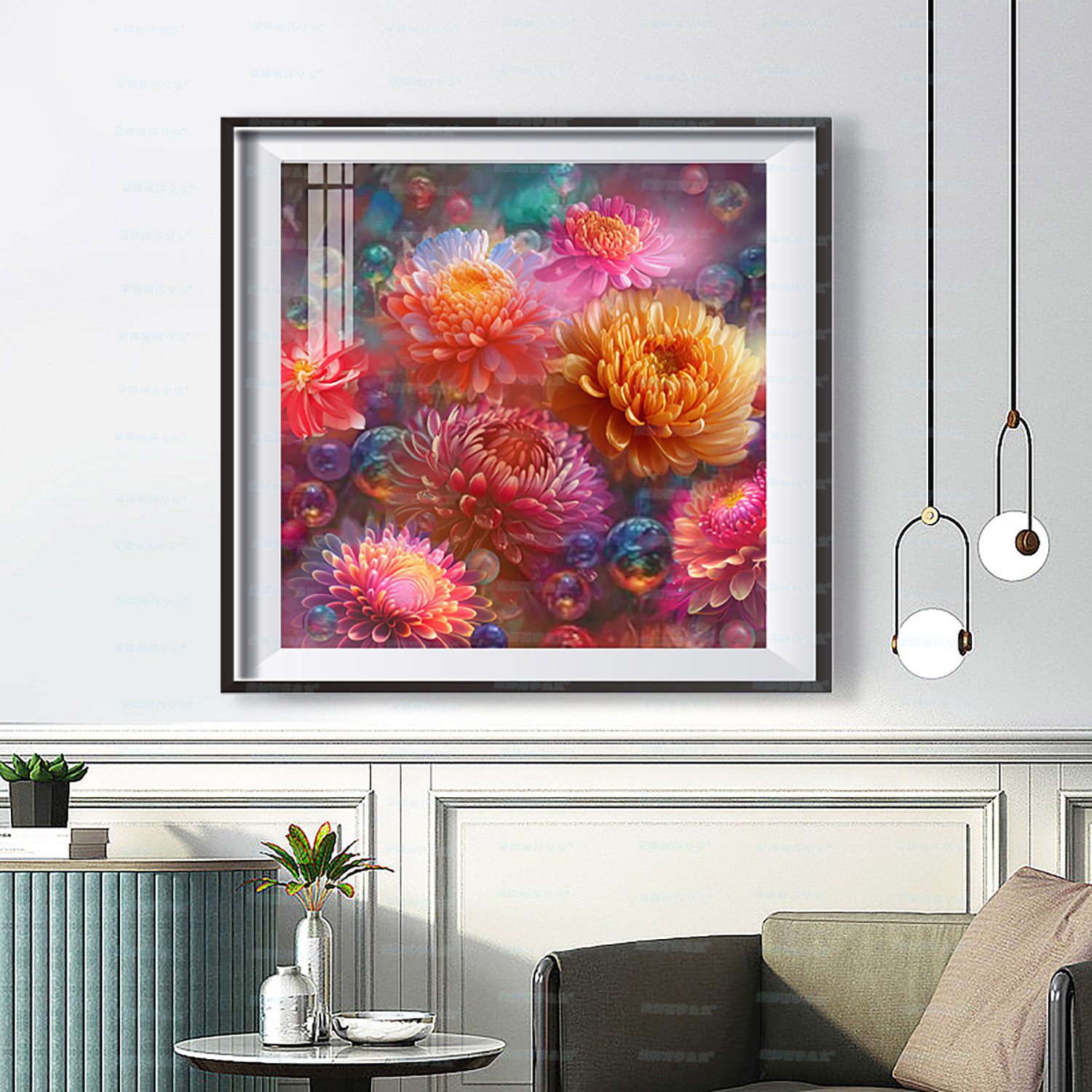 Monalisa Royal Cruz puntada colorida nueva flor hermosa sala de estar entrada restaurante bordado hilo decorativo image 4