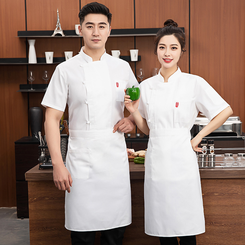 Cloth Buckle Chef Clothes Short-sleeved Men's Hotel Catering Kitchen Work Clothes Hotel Chef Work Clothes Summer Solid Color Women Cloth Buckle Chef Clothes Short-sleeved Men's Hotel Catering Kitchen Work Clothes Hotel Chef Work Clothes Summer Solid Color Women
