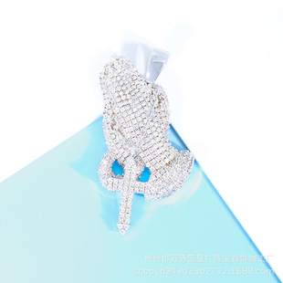European and American Hip-Hop Style Moissanite Full-Encrusted Prayer Pendant Ready-Made Factory Direct Sale