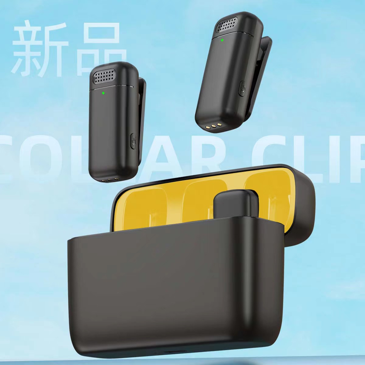 New wireless collar clip microphone with warehouse digital display one for two design live broadcast with goods noise reduction reverb monitor ear return