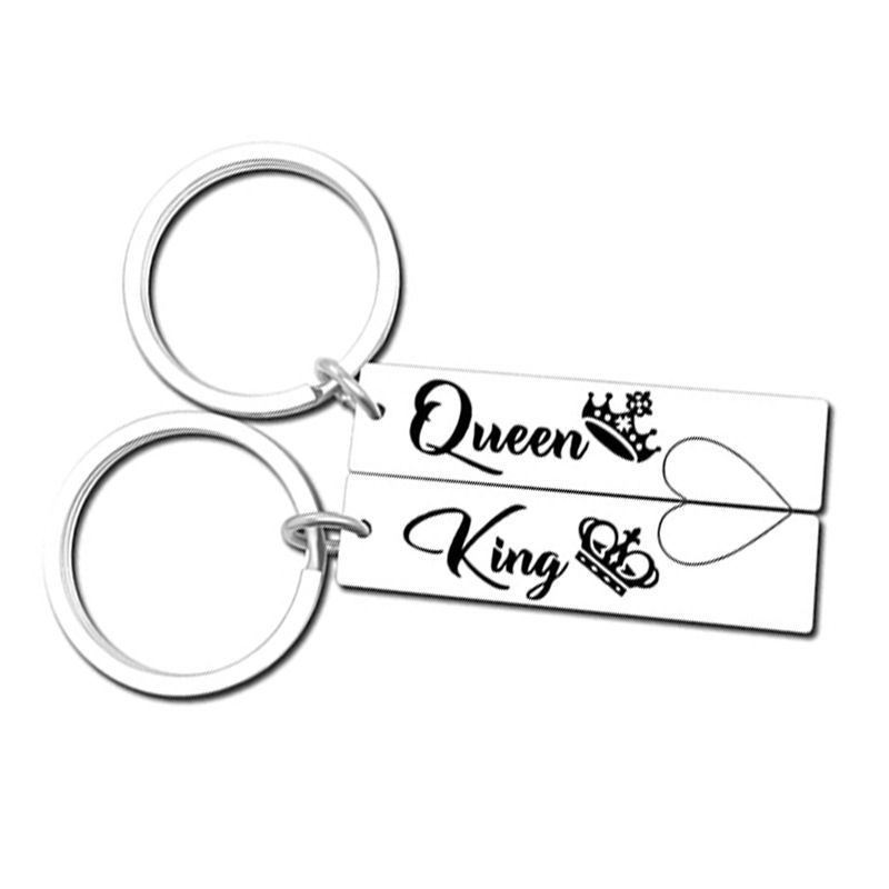 Fashion Simple Couple Valentine's Day Gift  Lettering Pendant Stainless Steel Keychain display picture 4