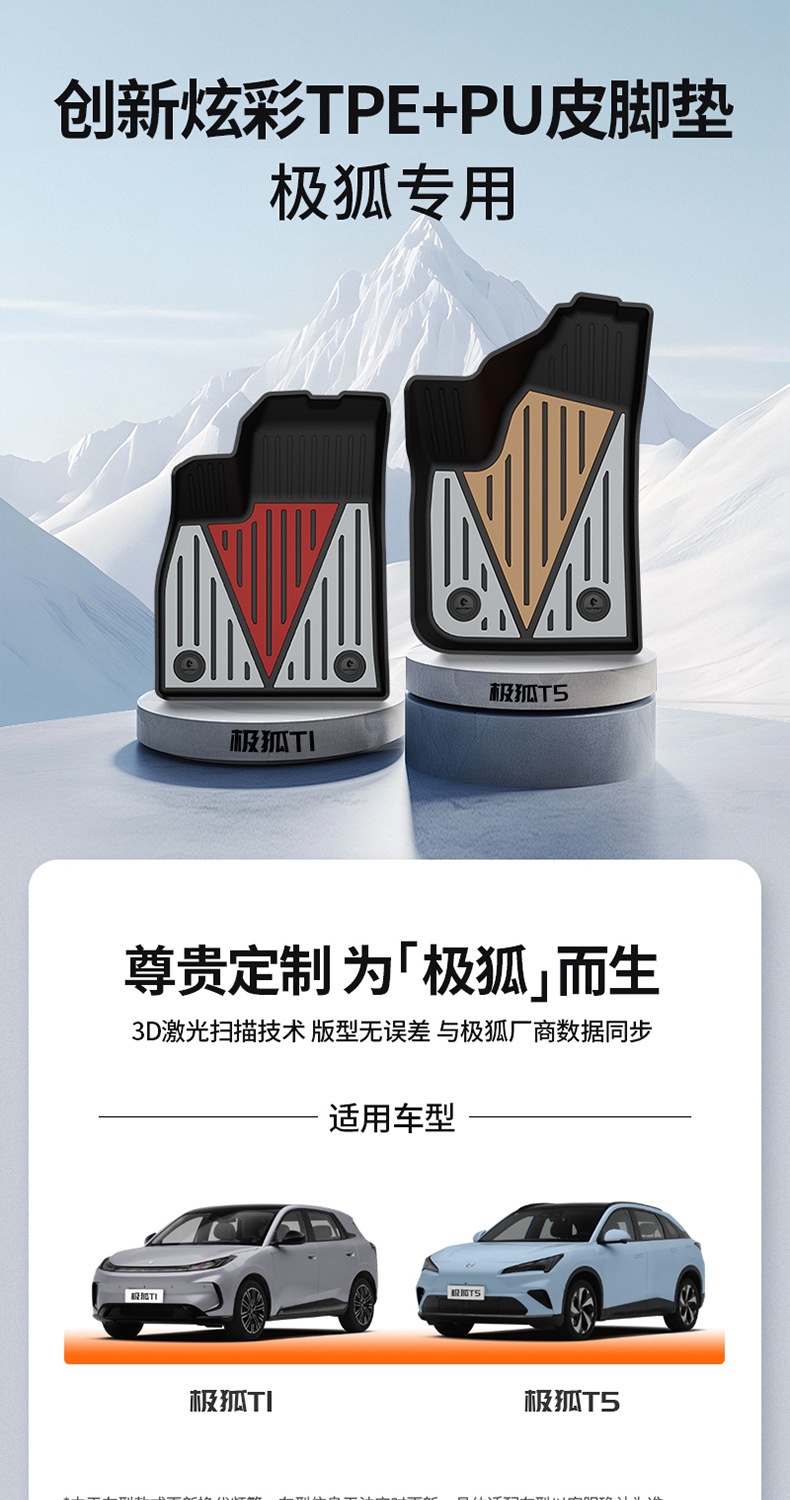 Suitable for Arcfox T1 T5 S5, Special Colorful Tpe Car Floor Mats and Trunk Mats