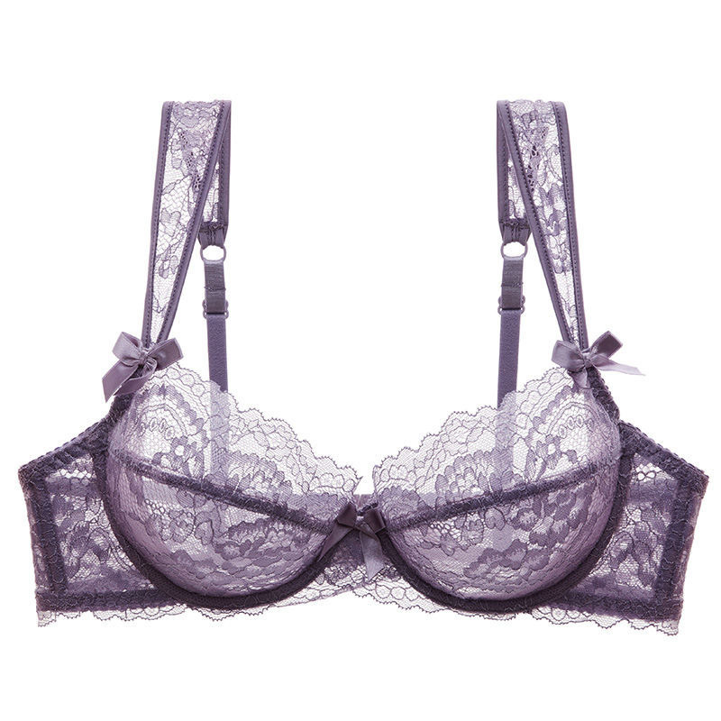 French-Style Women's Lingerie, Thin Transparent Lace Sexy Lingerie, Minimizes Large Busts, Anti-Sagging, Push-Up Bra French-Style Women's Lingerie, Thin Transparent Lace Sexy Lingerie, Minimizes Large Busts, Anti-Sagging, Push-Up Bra