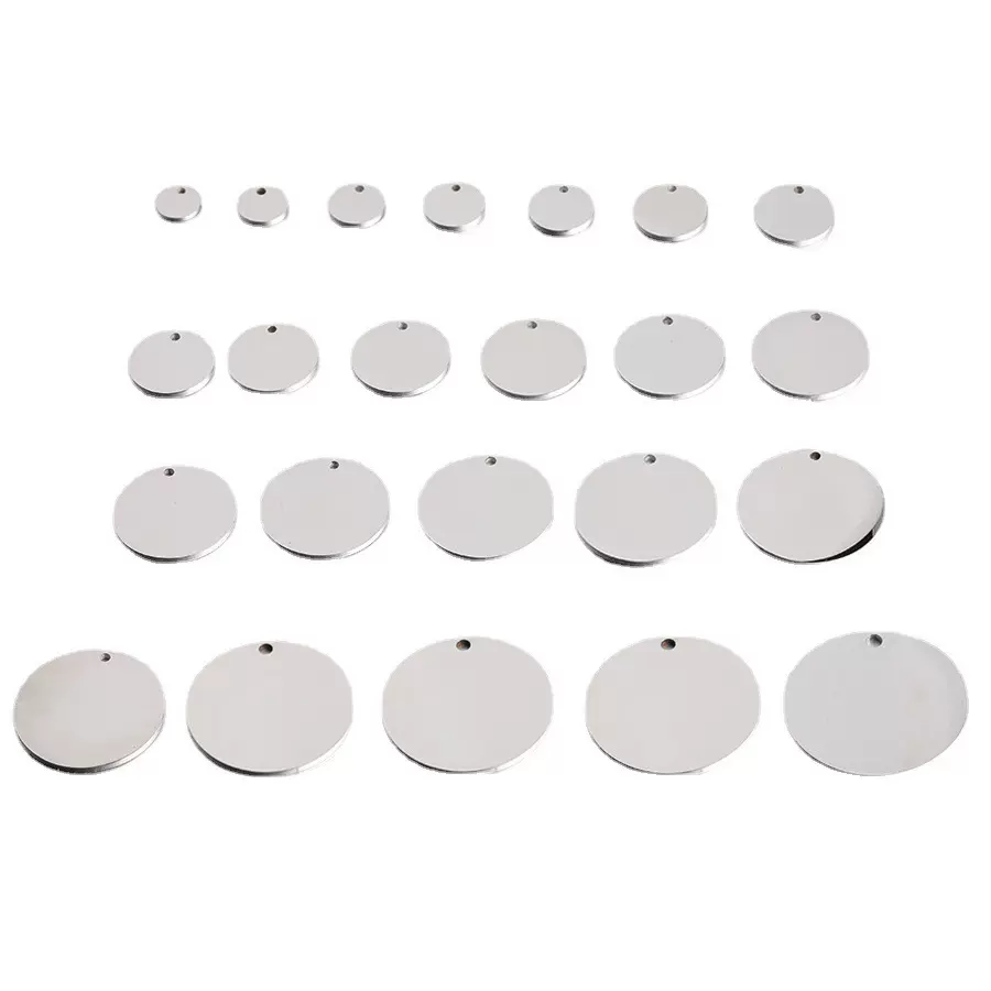 现货真金18k镜面不锈钢饰品配件DIY圆片圆形吊牌可刻字不褪色吊坠