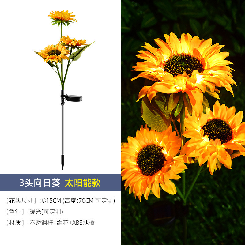 Luz solar de girasol al aire libre patio villa balcón jardín simulación de flores de sol decoración insertar césped lámpara de noche