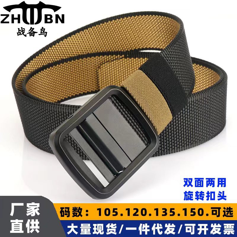 Nueva hebilla japonesa giratoria de doble cara de dos colores cinturón de nylon casual para hombres todo partido reemplazable cinturón de lona de doble uso