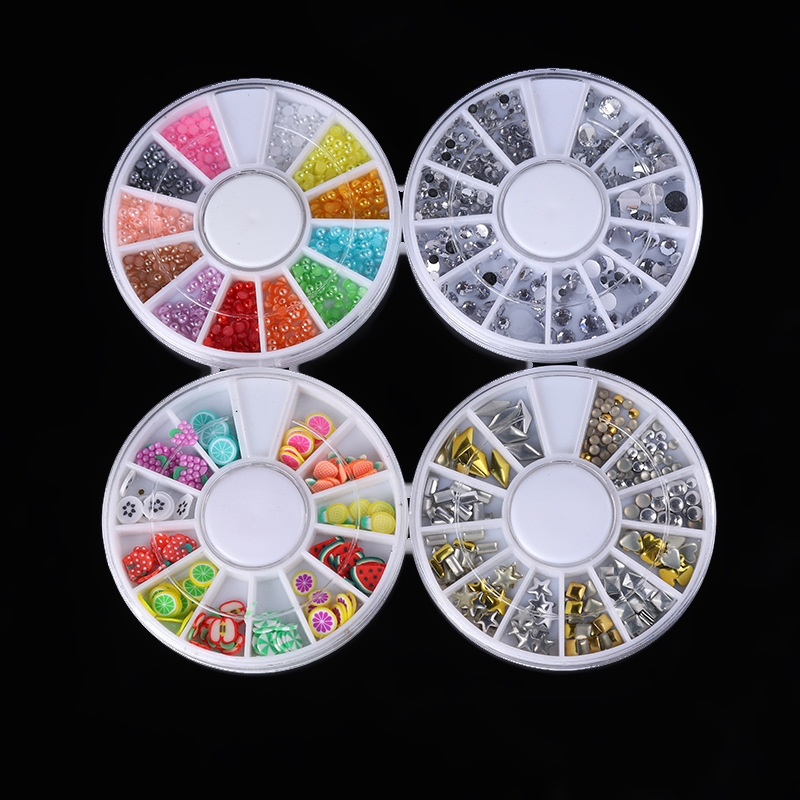 跨境专供12色3mm彩色亚克力AB钻干花平底钻铆钉钢珠珍珠饰品