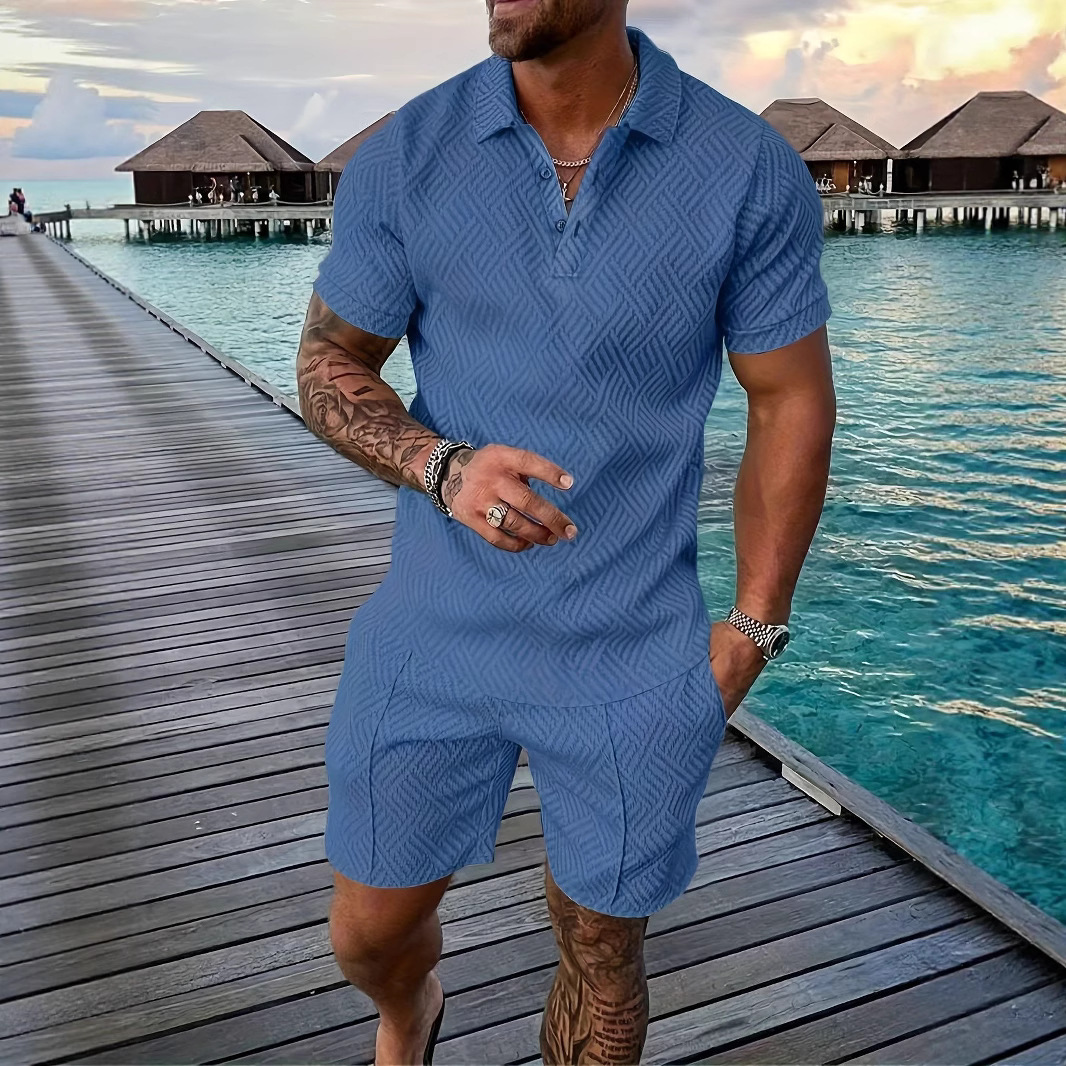 2025 nuevo Traje de playa casual de hombre de impresión digital 3D de botón de verano de código europeo de Amazon transfronterizo