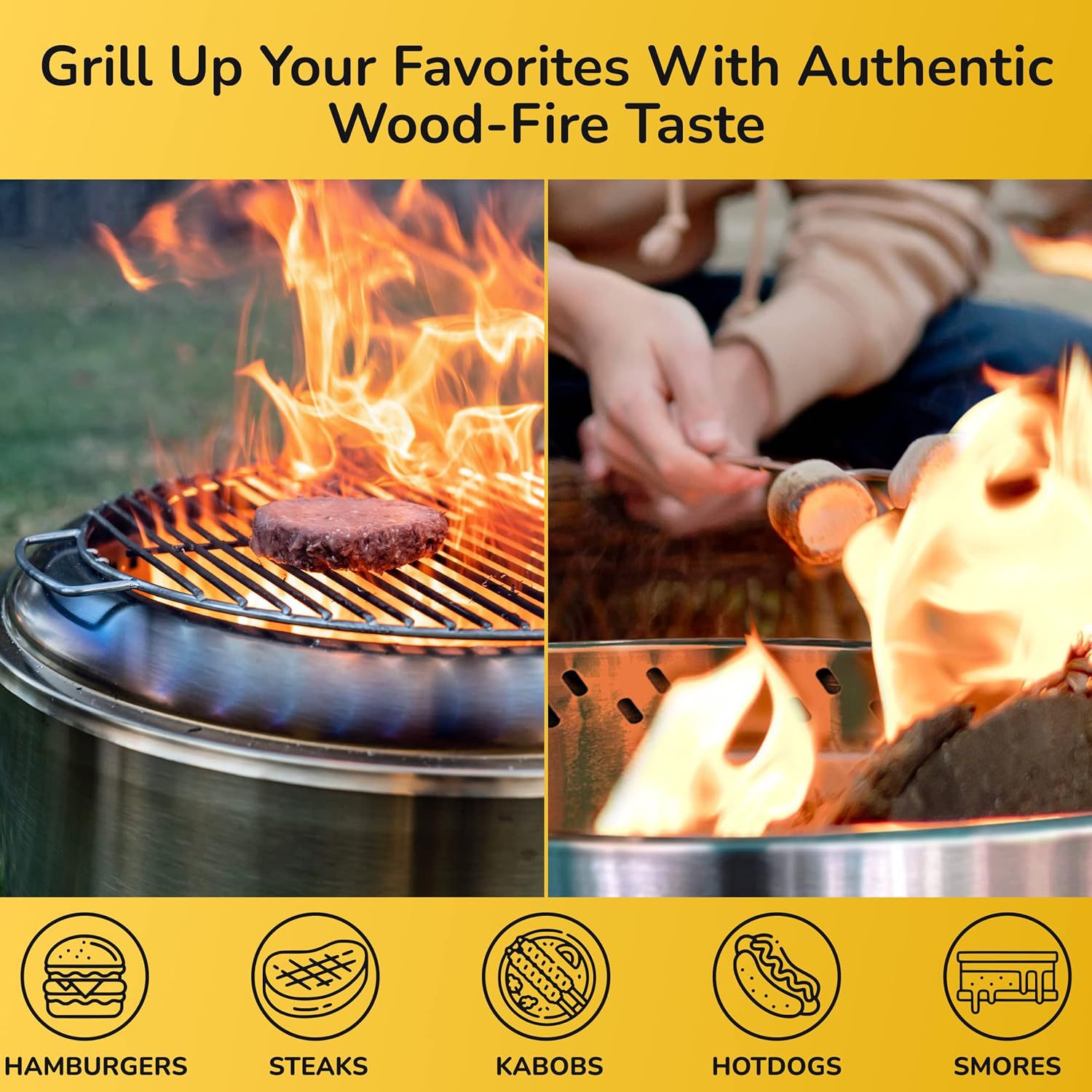 Estufa de leña mediana para camping exterior acero inoxidable estufa sin humo calentador de patio personalizado