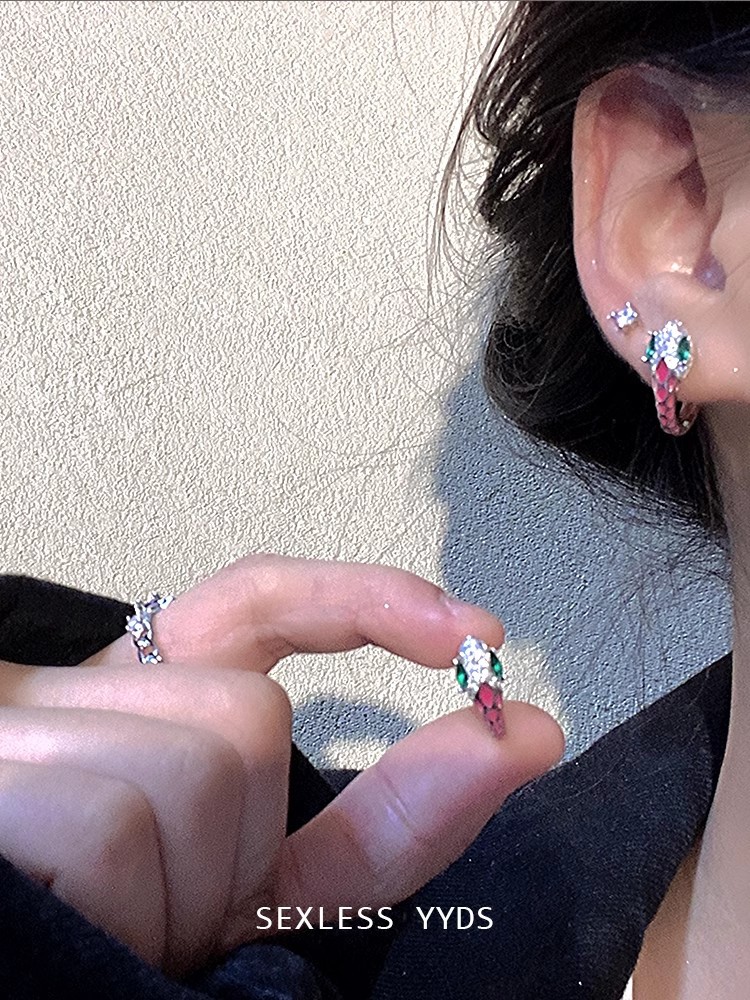 蛇院女孩！yyds小眾設計靈蛇耳扣耳環輕奢高級感耳飾女個性潮耳釘