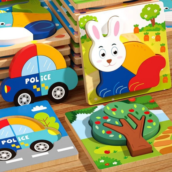 Rompecabezas tridimensional de madera para niños de 3 a 6 años de edad 1 niño 2 niña educación temprana inteligencia rompecabezas bebé bloques de construcción juguete