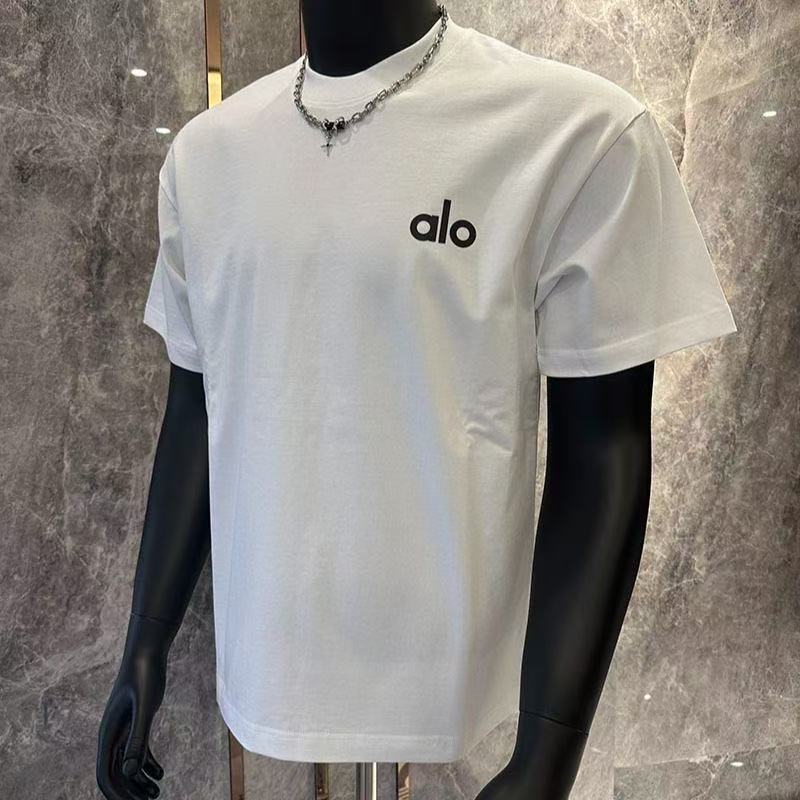 ALO ライトラグジュアリーヘビーウェイトソロナヨガスポーツレジャーレター半袖ラウンドネックルーズ男女カップルTシャツトレンディ|undefined
