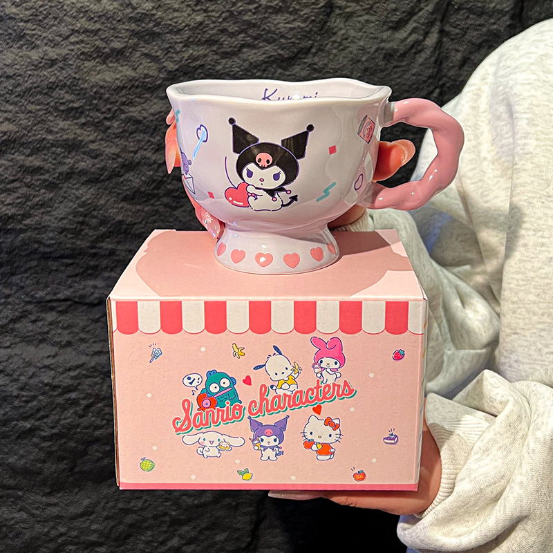 Sanliogou tazas de cerámica de alta marca de pies de oficina tazas de agua domésticas tazas de café lindas de alto valor para mujeres