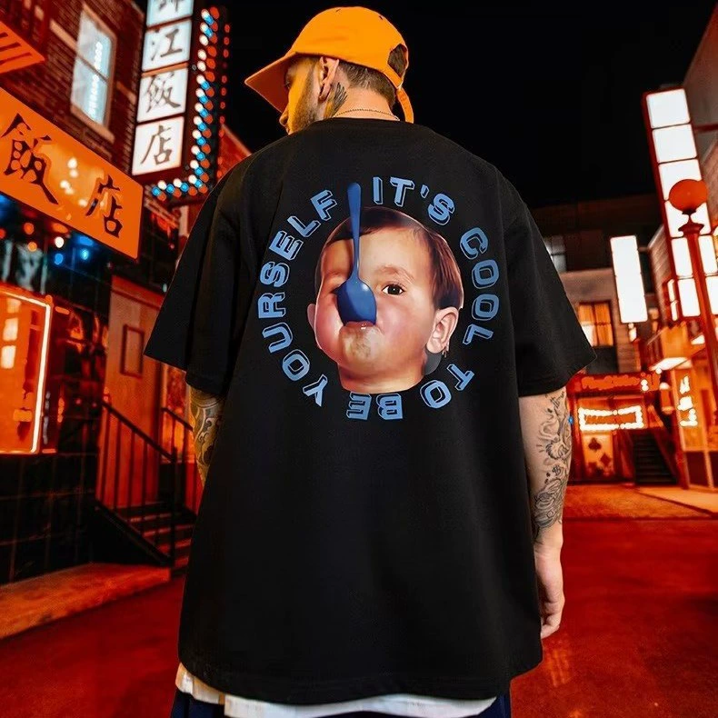 Мужская художественная Ретро 2024 тонкая футболка больших размеров, детский пуловер, молодежная популярная мужская футболка с круглым вырезом