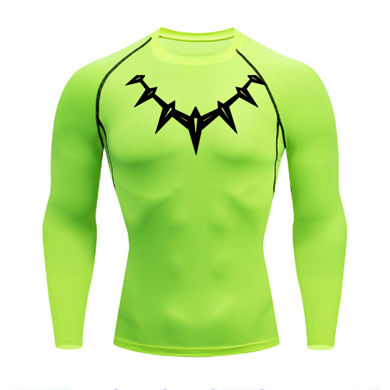 Black Panther Men's pro Tight Fitting Short Sleeve T-Shirt Quick Drying Elastic Breathable Fitness Sports Running Training Clothing_voghion.com