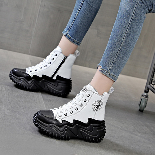  Autumn and Winter High Top New Wholesale Thick Sole Inner Height Casual and Versatile Female Student Shoes and Short Boots