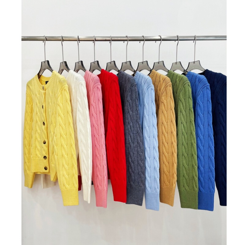 Scan the Qr Code/Ceiling 90% Wool Rl Ralph Lauren Embroidered Cable Knit Cardigan for Women 2025 Long Sleeve