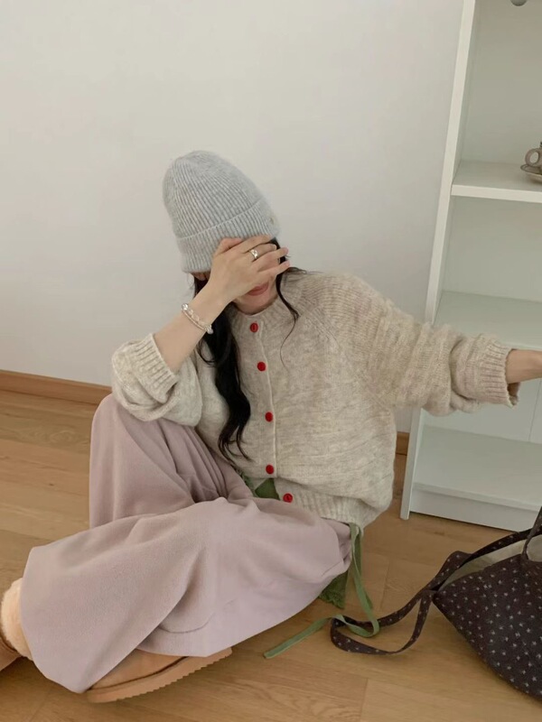 慵懒风灰色毛衣针织开衫外套女2025秋冬季新款巨好看宽松软糯上衣|undefined