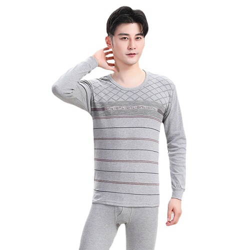 Men's pure cotton autumn clothes and autumn trousers set, middle-aged and elderly cotton sweater shirts and underwear, cotton thermal underwear, thin section