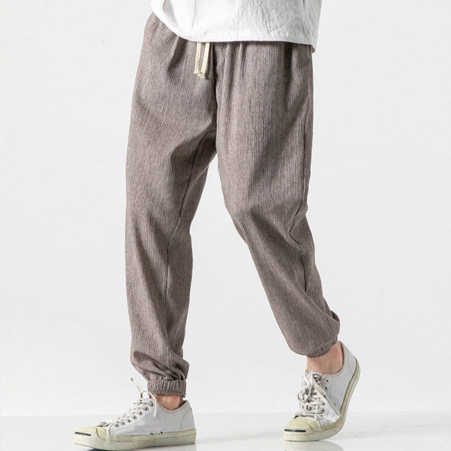 25 Spring and Summer Men's Chinese Style Cotton and Linen Casual Pants Japanese Style Harem Pants Linen Youth Loose Large Size Small Pants