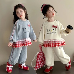 奶油套装洋气甜美儿童休闲卫衣两件套小女孩宝宝春秋装2025新款潮