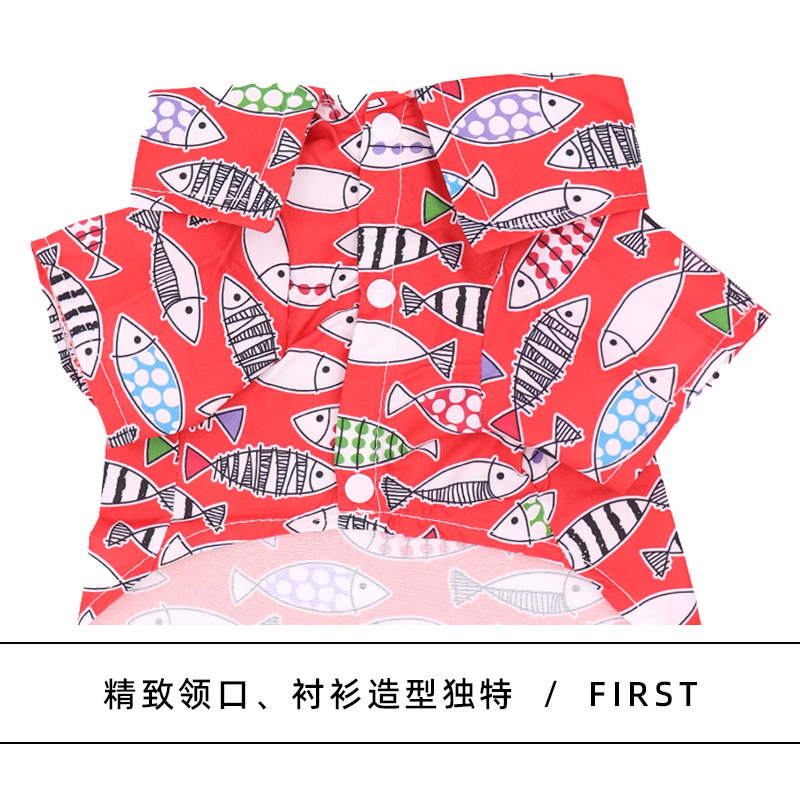 Nuevo pequeño perro ropa de playa perro mascota camisa de polo gato camisa de dibujos animados de primavera y verano ropa de cuatro estaciones al por mayor