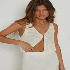 2024新款歐美圓領性感背心外貿女夏季無袖辣妹針織上衣