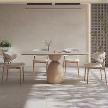 北欧实木岩板餐桌长方形轻奢现代简约家用小户型进口白蜡木餐桌椅