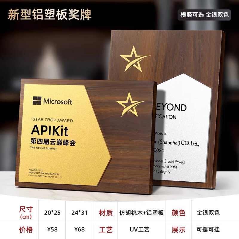 新款木质荣誉奖牌战略合作团队颁奖纪念捐赠证书理事会员单位嘉奖|undefined