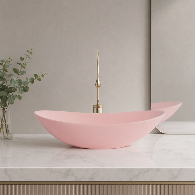 Yuanbao Sakura Pink Countertop Basin Ceramic Integrated Washbasin Single Basin Designer Art Washbasin Art Design Yuanbao Sakura Pink Countertop Basin Ceramic Integrated Washbasin Single Basin Designer Art Washbasin Art Design