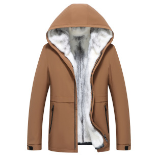 Winter New Men's Mink Coat Men's Nimble Overcome Cross Mink Liner High-end Parker Coat Thickened Warm