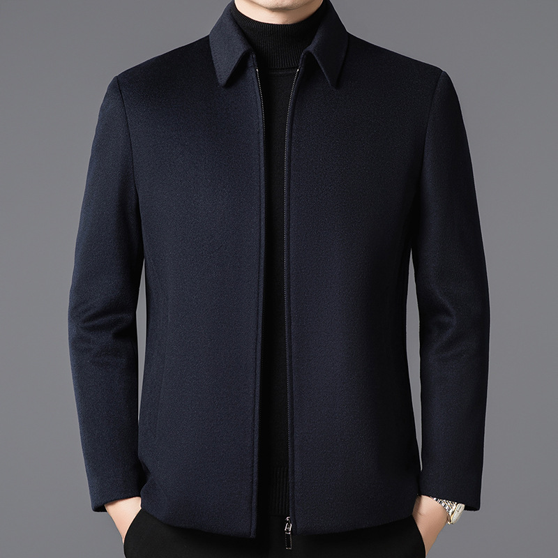 High-quality wool jacket for men, casual and warm, double-faced wool coat for middle-aged and elderly fathers, cashmere jacket.