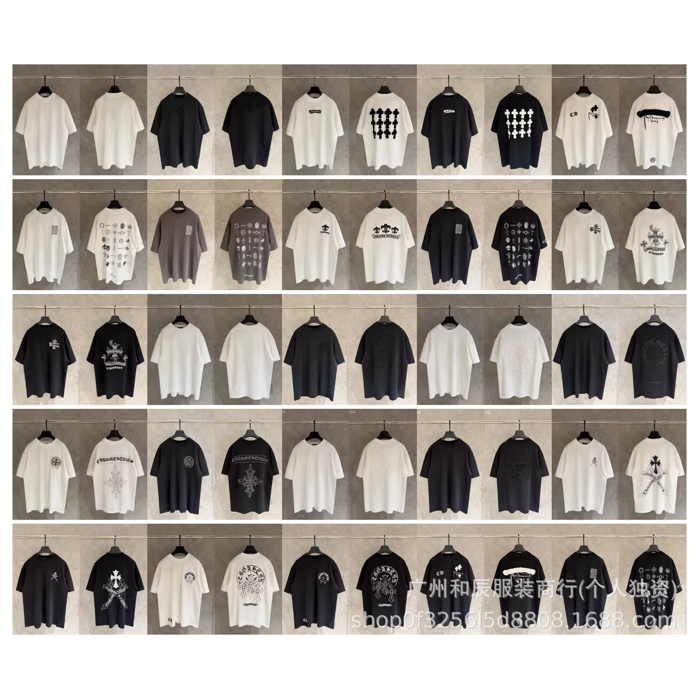 跨境高版本CH克罗伈26春夏新款美式洗水贴布刺绣情侣款百搭短袖批