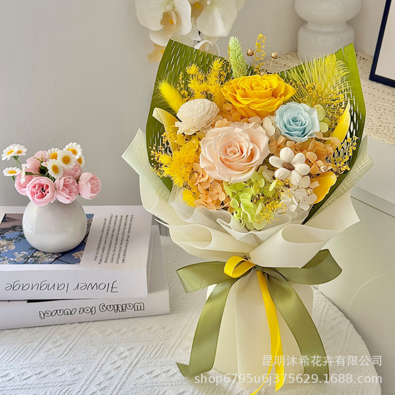 国境を越えたアマゾン永遠の花バラの花束中国のバレンタインデーの誕生日プレゼント高級花束本物の花|undefined
